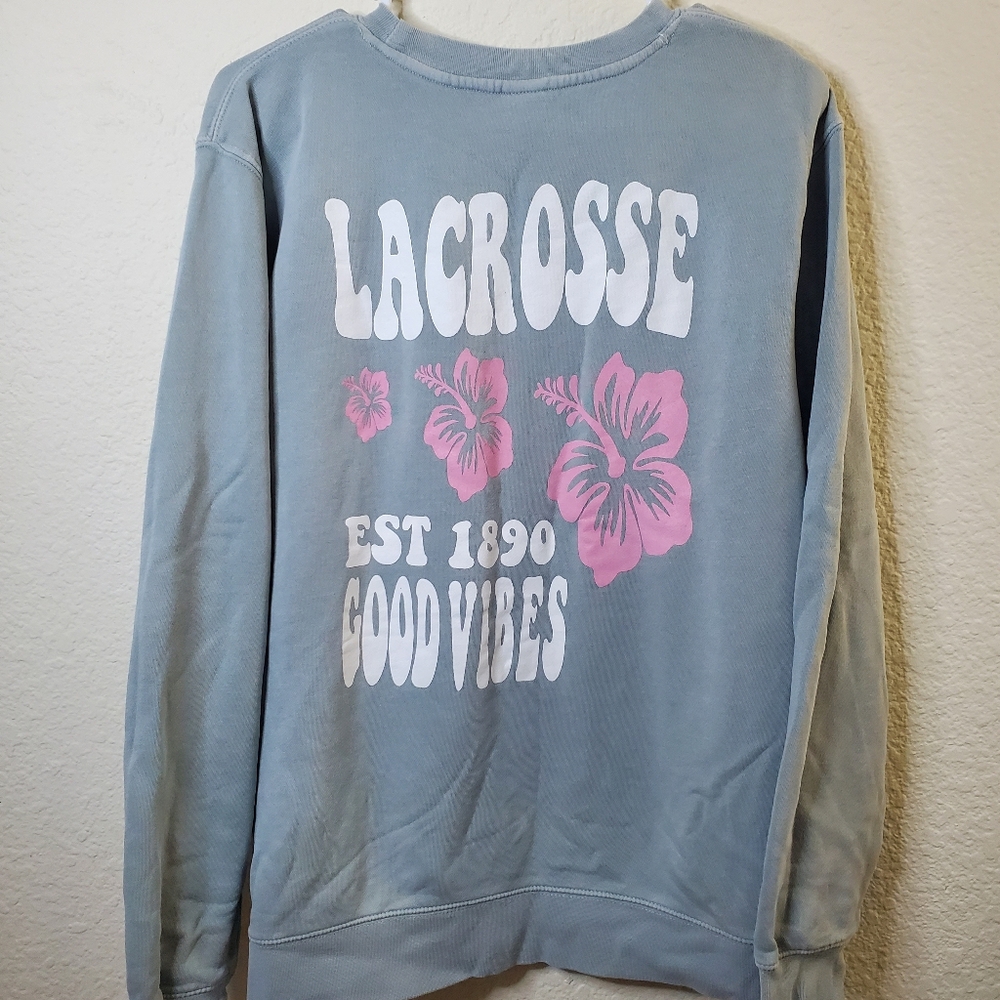 Independent Lacrosse Good Vibes Long Sleeve Teal‎ pink Womens Shirt Small